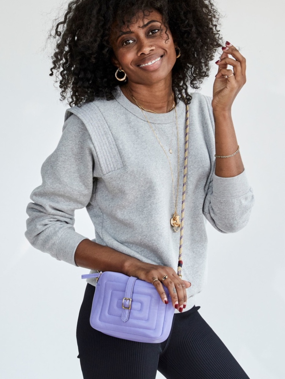 CLARE V. GIGI QUILTED BAG IN VIOLET